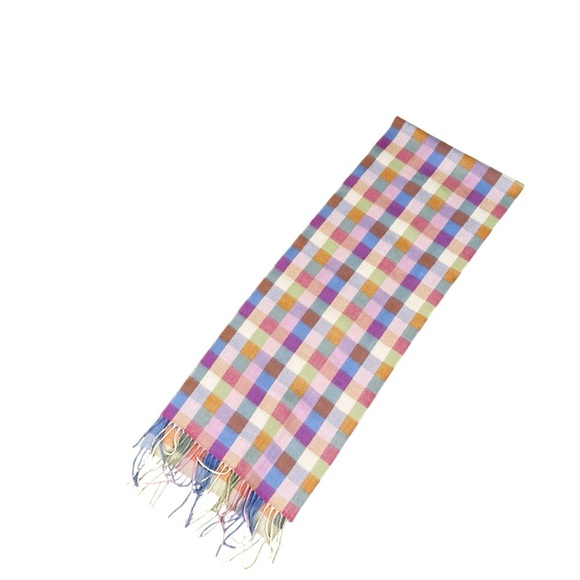Unbranded Multicolor pastel Checks Scarf rectangular fringe hem Supersoft 76x12 - Picture 4 of 7